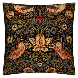 Morris & Co Strawberry Thief Cushion Chocolate